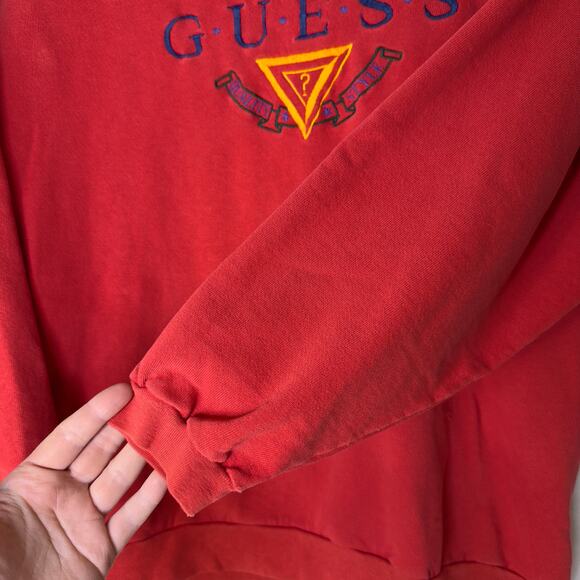 Vintage Guess Georges Marciano Women's Large Red Sweatshirt Crewneck Logo 90s - Picture 7 of 9
